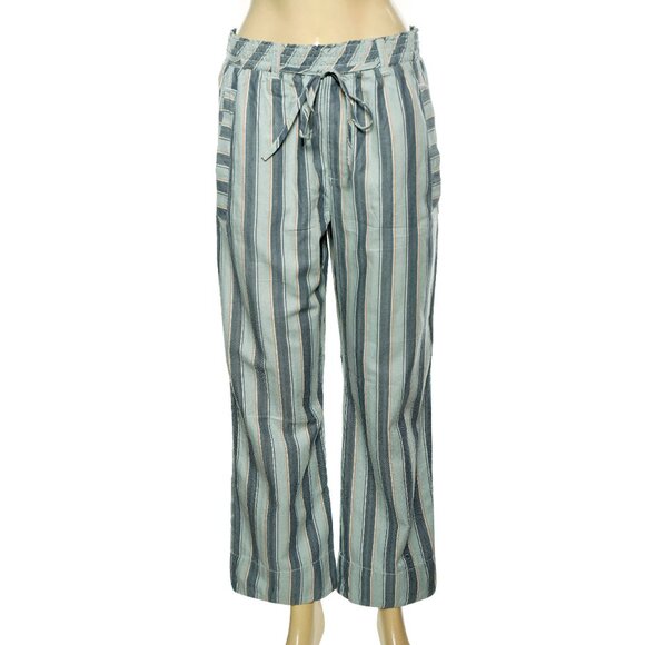 Free People Marielle Pull-On Pants L 10 Women's Striped Trousers Blue Pant 44989 - Picture 3 of 6